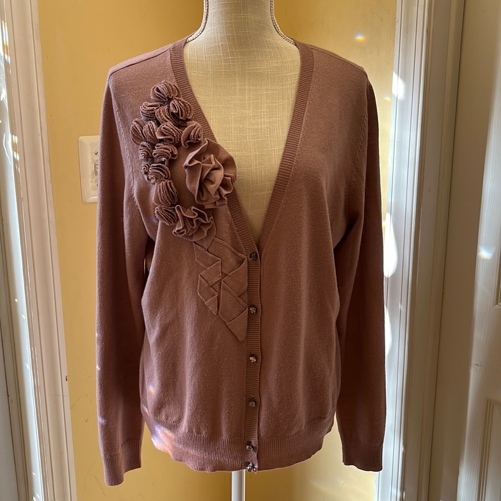 New York & Company Rose detailed cardigan, Mauve, Size XL